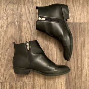 Black leather booties